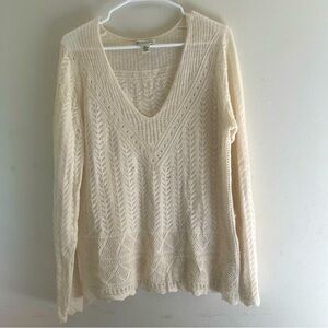 Banana Republic Crochet Knit Sweater Extra Fine Italian Merino Wool Size XL